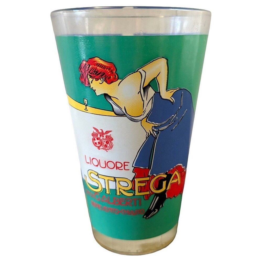 Vintage Liquore Strega Glass Cool Witch Cocktail Recipe 5" Italy Alberti